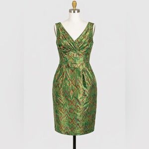 Nanette Lepore Metallic Green Brocade Cocktail Dress Size 3